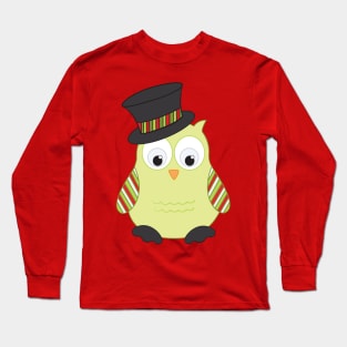 Cute Owl in Top Hat Long Sleeve T-Shirt